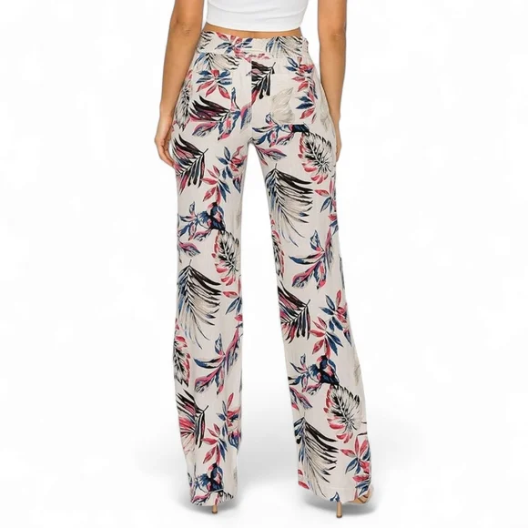 CALI 1850 Los Angeles Tropical Print Linen Blend Lounge Pants Size M - Picture 3 of 15